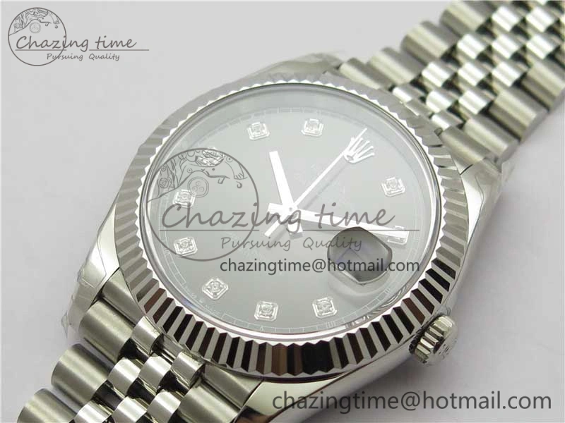 DateJust 41MM 126334 904L SS VRF 1:1 Best Edition Gray Dial Crystals Markers on SS Jubilee Bracelet A3235