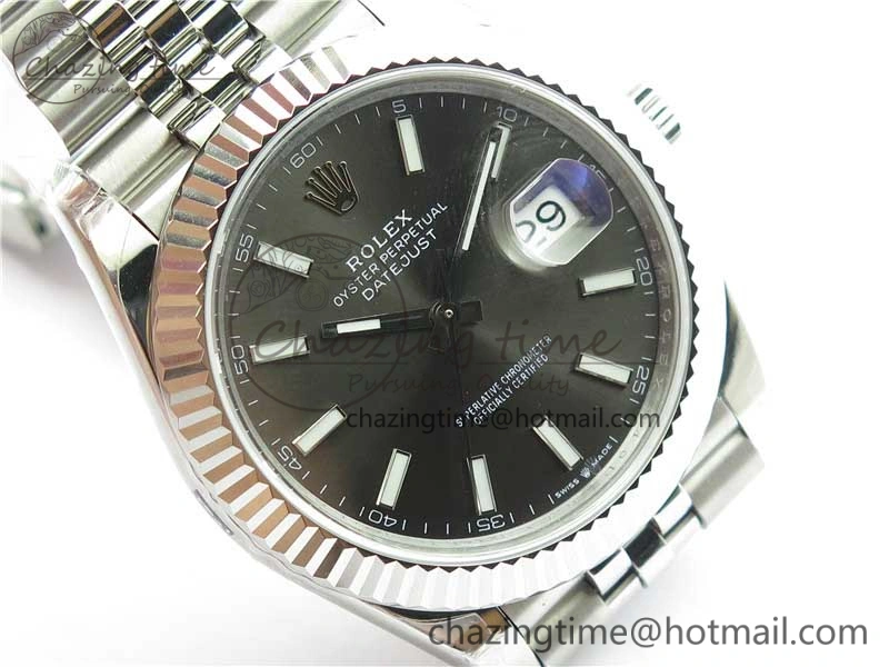 DateJust 41MM 126334 904L SS VRF 1:1 Best Edition Gray Dial Stick Markers on SS Jubilee Bracelet A3235