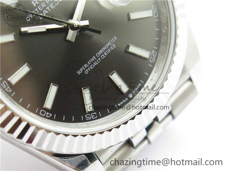 DateJust 41MM 126334 904L SS VRF 1:1 Best Edition Gray Dial Stick Markers on SS Jubilee Bracelet A3235