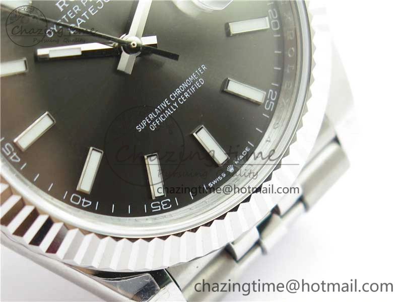 DateJust 41MM 126334 904L SS VRF 1:1 Best Edition Gray Dial Stick Markers on SS Jubilee Bracelet A3235