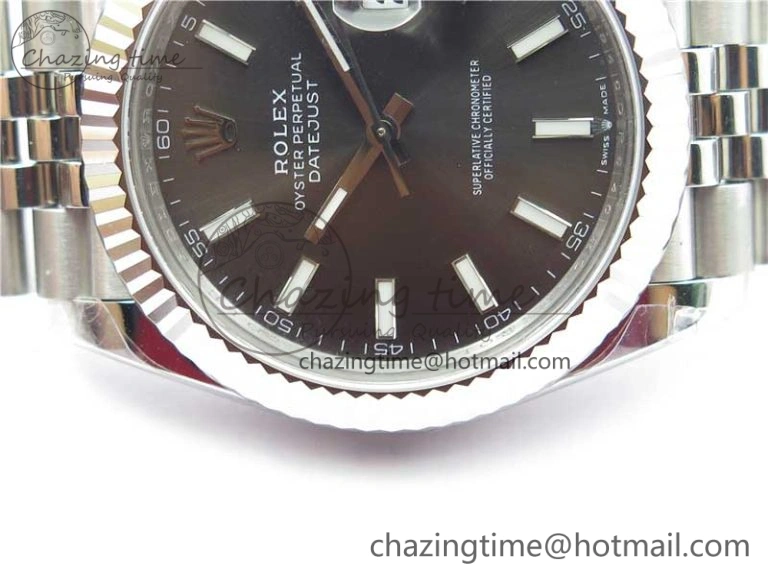 DateJust 41MM 126334 904L SS VRF 1:1 Best Edition Gray Dial Stick Markers on SS Jubilee Bracelet A3235