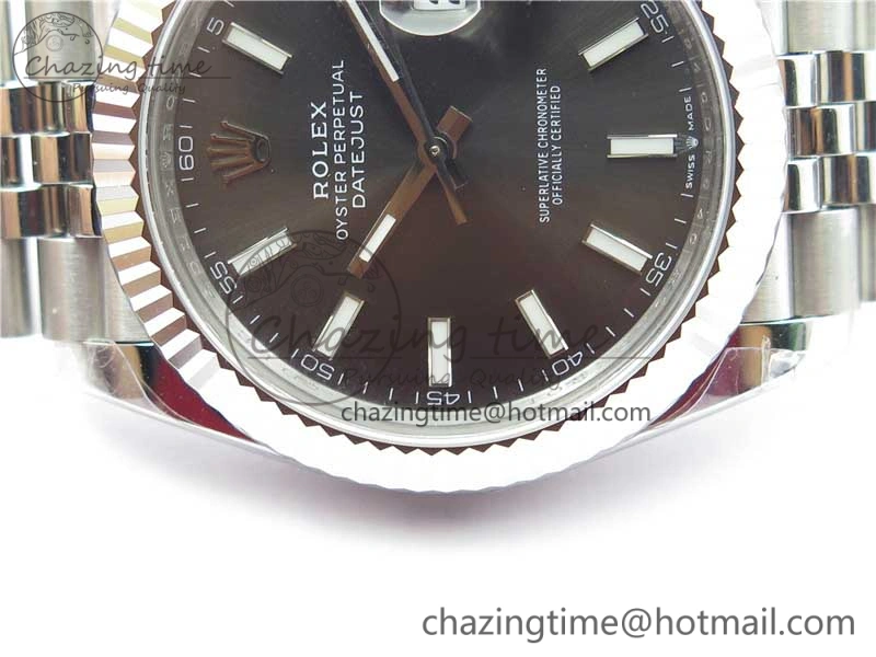 DateJust 41MM 126334 904L SS VRF 1:1 Best Edition Gray Dial Stick Markers on SS Jubilee Bracelet A3235