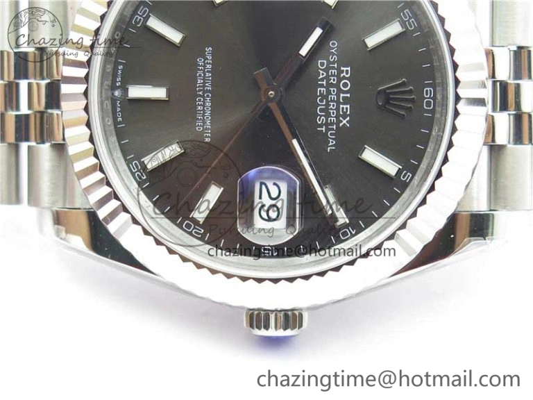 DateJust 41MM 126334 904L SS VRF 1:1 Best Edition Gray Dial Stick Markers on SS Jubilee Bracelet A3235