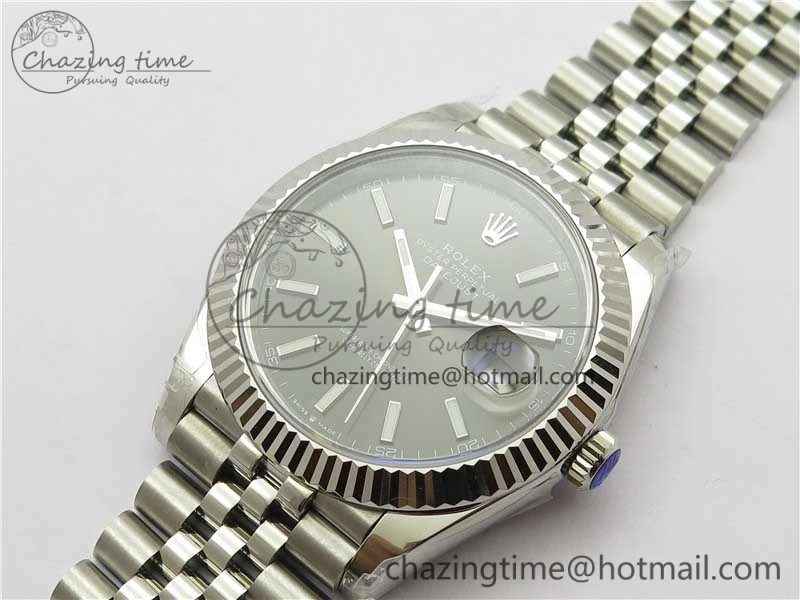 DateJust 41MM 126334 904L SS VRF 1:1 Best Edition Gray Dial Stick Markers on SS Jubilee Bracelet A3235