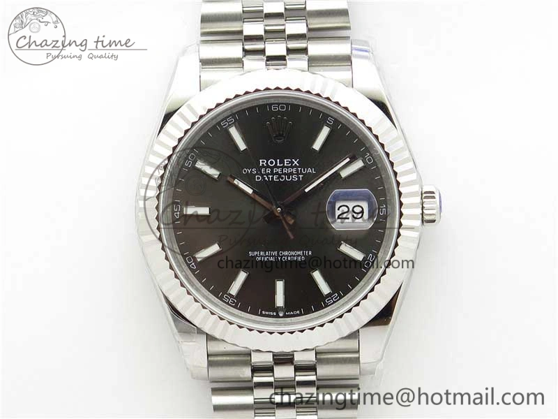 DateJust 41MM 126334 904L SS VRF 1:1 Best Edition Gray Dial Stick Markers on SS Jubilee Bracelet A3235