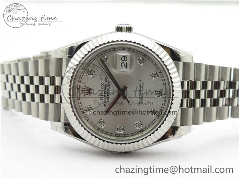 DateJust 41MM 126334 904L SS VRF 1:1 Best Edition Silver Dial Crystals Markers on SS Jubilee Bracelet A3235