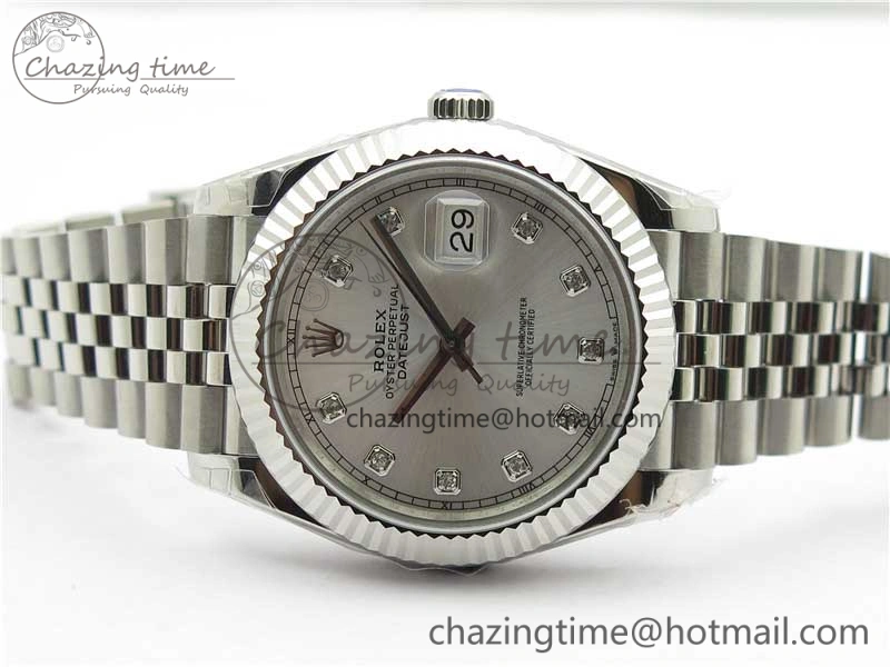 DateJust 41MM 126334 904L SS VRF 1:1 Best Edition Silver Dial Crystals Markers on SS Jubilee Bracelet A3235