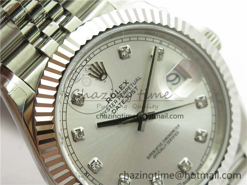 DateJust 41MM 126334 904L SS VRF 1:1 Best Edition Silver Dial Crystals Markers on SS Jubilee Bracelet A3235