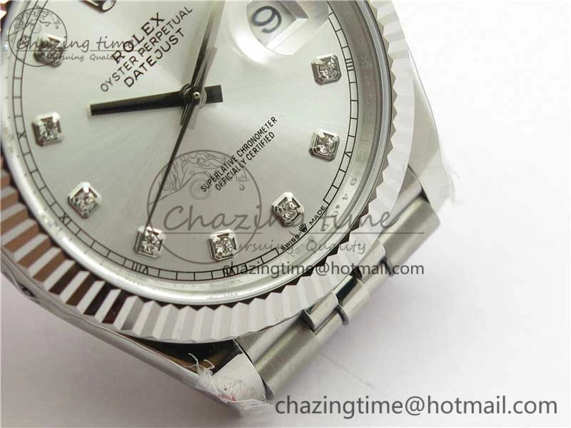DateJust 41MM 126334 904L SS VRF 1:1 Best Edition Silver Dial Crystals Markers on SS Jubilee Bracelet A3235