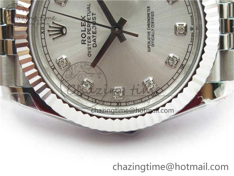DateJust 41MM 126334 904L SS VRF 1:1 Best Edition Silver Dial Crystals Markers on SS Jubilee Bracelet A3235