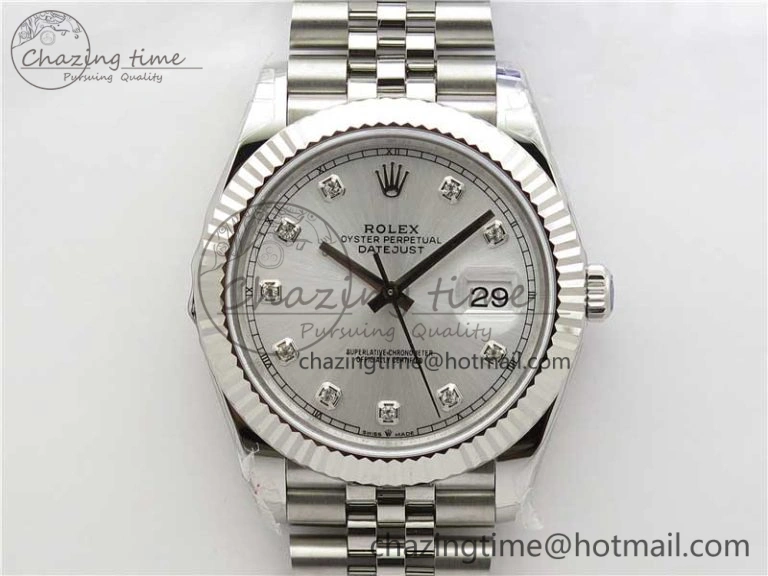 DateJust 41MM 126334 904L SS VRF 1:1 Best Edition Silver Dial Crystals Markers on SS Jubilee Bracelet A3235