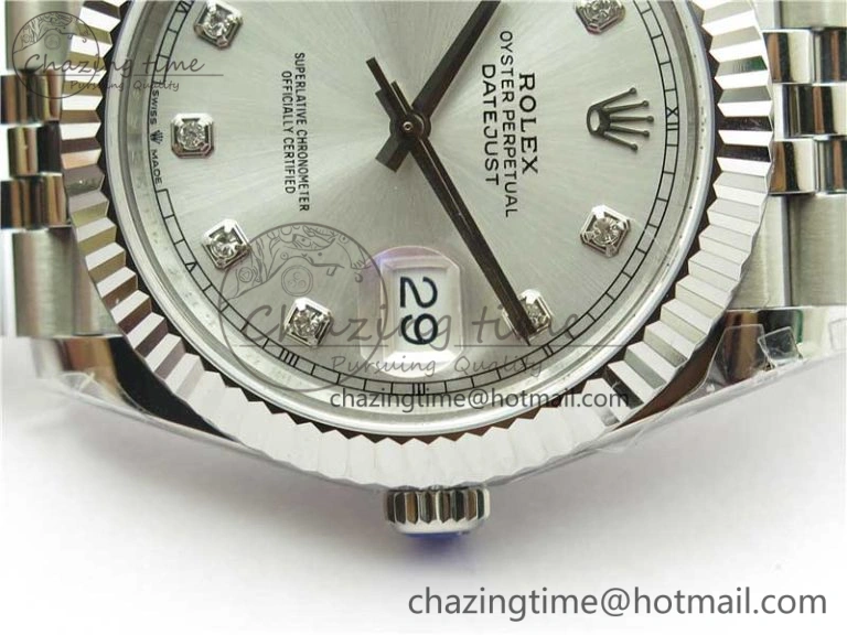 DateJust 41MM 126334 904L SS VRF 1:1 Best Edition Silver Dial Crystals Markers on SS Jubilee Bracelet A3235