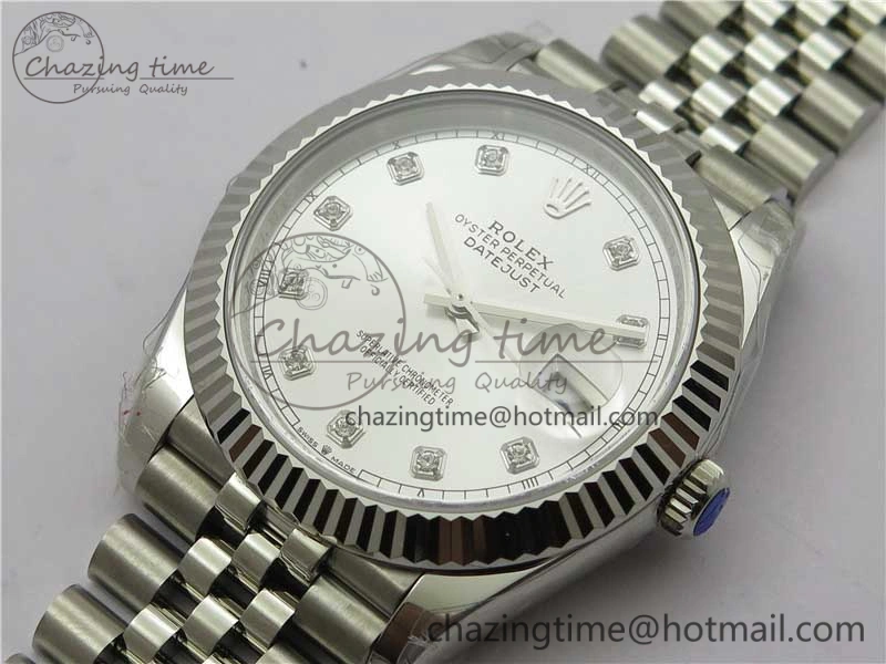 DateJust 41MM 126334 904L SS VRF 1:1 Best Edition Silver Dial Crystals Markers on SS Jubilee Bracelet A3235