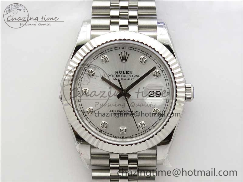 DateJust 41MM 126334 904L SS VRF 1:1 Best Edition Silver Dial Crystals Markers on SS Jubilee Bracelet A3235