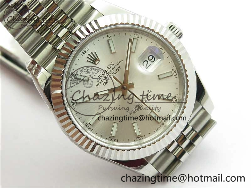 DateJust 41MM 126334 904L SS VRF 1:1 Best Edition Silver Dial Stick Markers on SS Jubilee Bracelet A3235