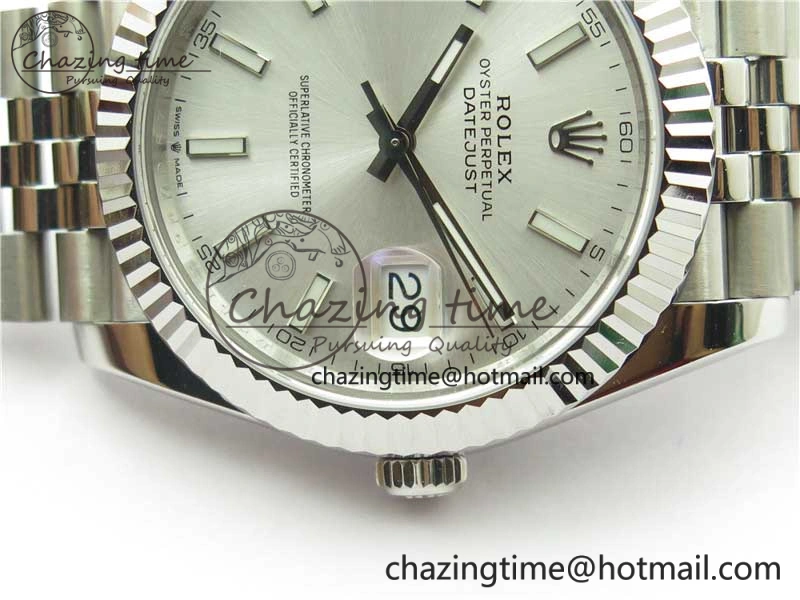 DateJust 41MM 126334 904L SS VRF 1:1 Best Edition Silver Dial Stick Markers on SS Jubilee Bracelet A3235