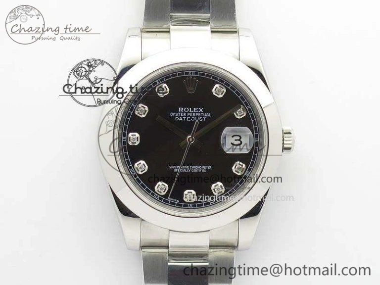 DateJust 41mm 126300 SS Noob 1:1 Best Edition Black Dial Diam Markers On SS Bracelet A3235
