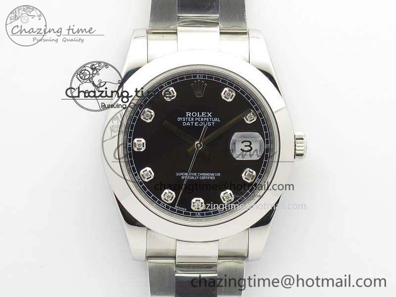 DateJust 41mm 126300 SS Noob 1:1 Best Edition Black Dial Diam Markers On SS Bracelet A3235