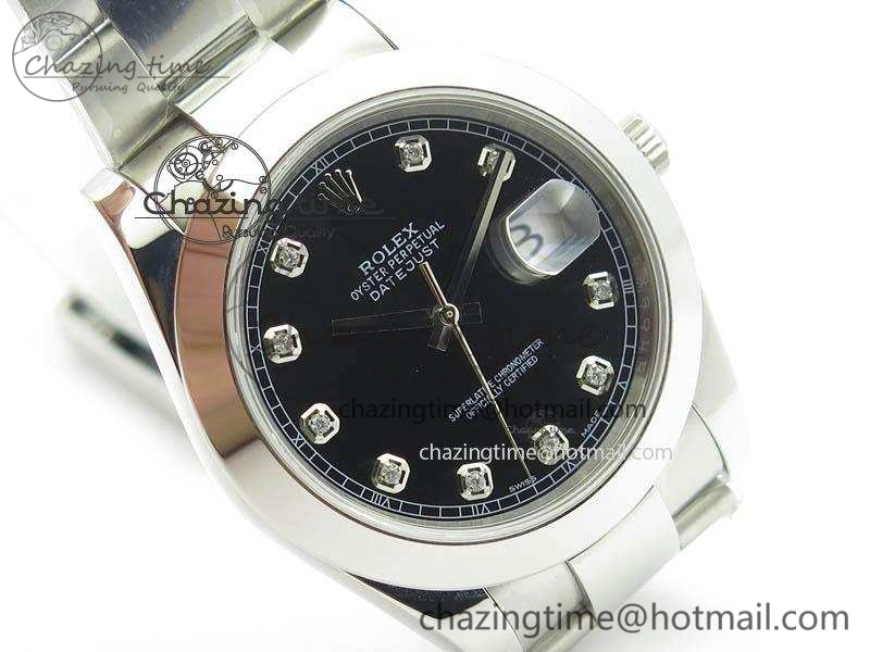 DateJust 41mm 126300 SS Noob 1:1 Best Edition Black Dial Diam Markers On SS Bracelet A3235