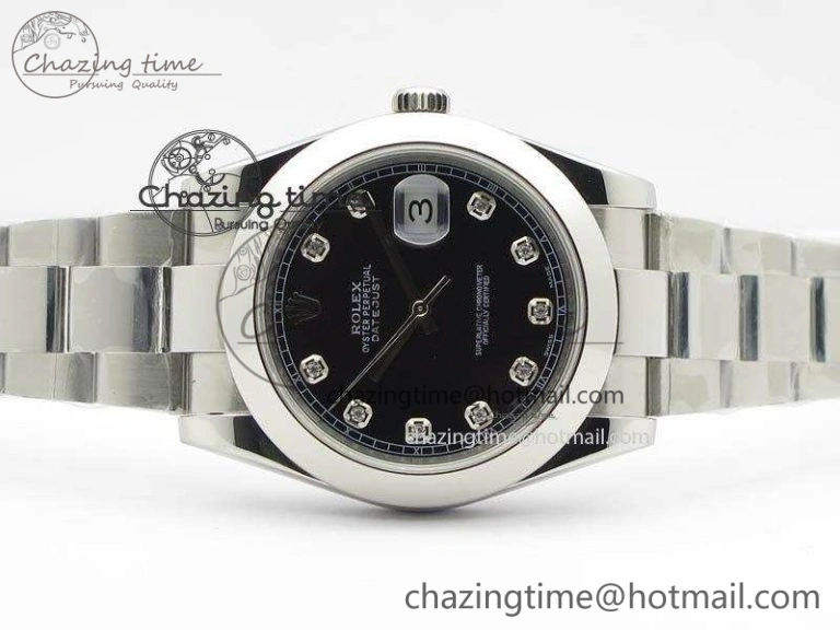 DateJust 41mm 126300 SS Noob 1:1 Best Edition Black Dial Diam Markers On SS Bracelet A3235