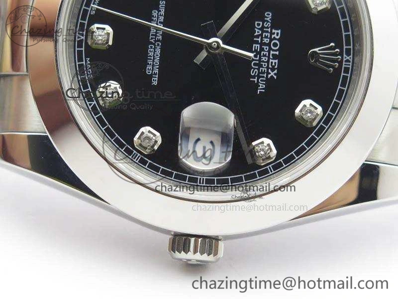 DateJust 41mm 126300 SS Noob 1:1 Best Edition Black Dial Diam Markers On SS Bracelet A3235