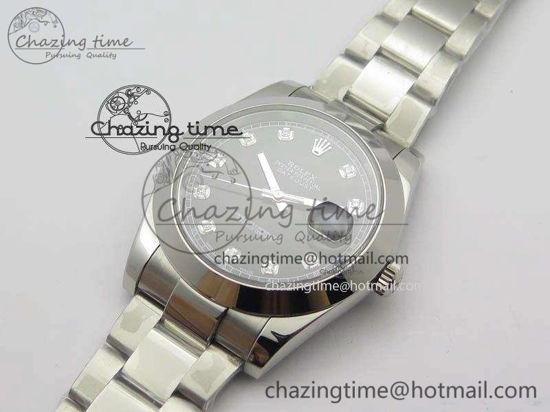 DateJust 41mm 126300 SS Noob 1:1 Best Edition Black Dial Diam Markers On SS Bracelet A3235