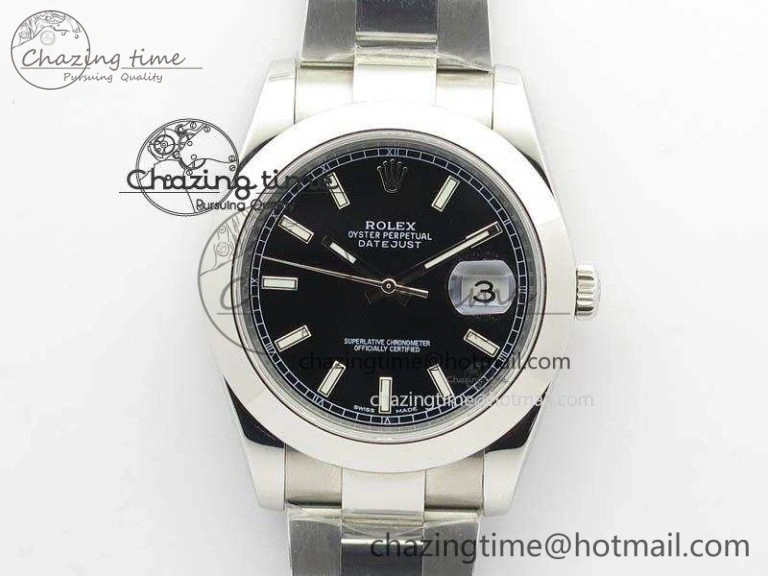 DateJust 41mm 126300 SS Noob 1:1 Best Edition Black Dial Stick Markers On SS Bracelet A3235