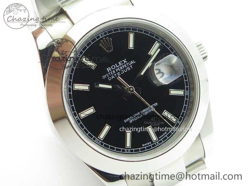 DateJust 41mm 126300 SS Noob 1:1 Best Edition Black Dial Stick Markers On SS Bracelet A3235