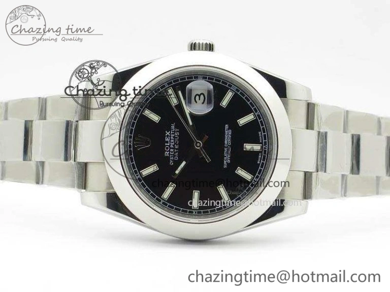 DateJust 41mm 126300 SS Noob 1:1 Best Edition Black Dial Stick Markers On SS Bracelet A3235