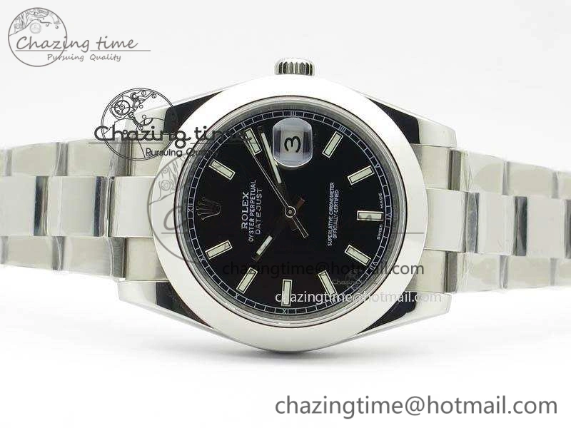 DateJust 41mm 126300 SS Noob 1:1 Best Edition Black Dial Stick Markers On SS Bracelet A3235