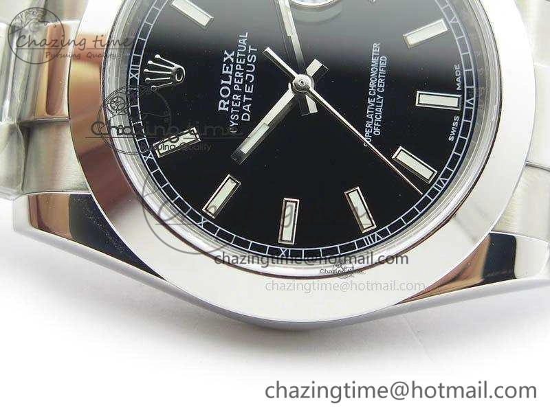 DateJust 41mm 126300 SS Noob 1:1 Best Edition Black Dial Stick Markers On SS Bracelet A3235