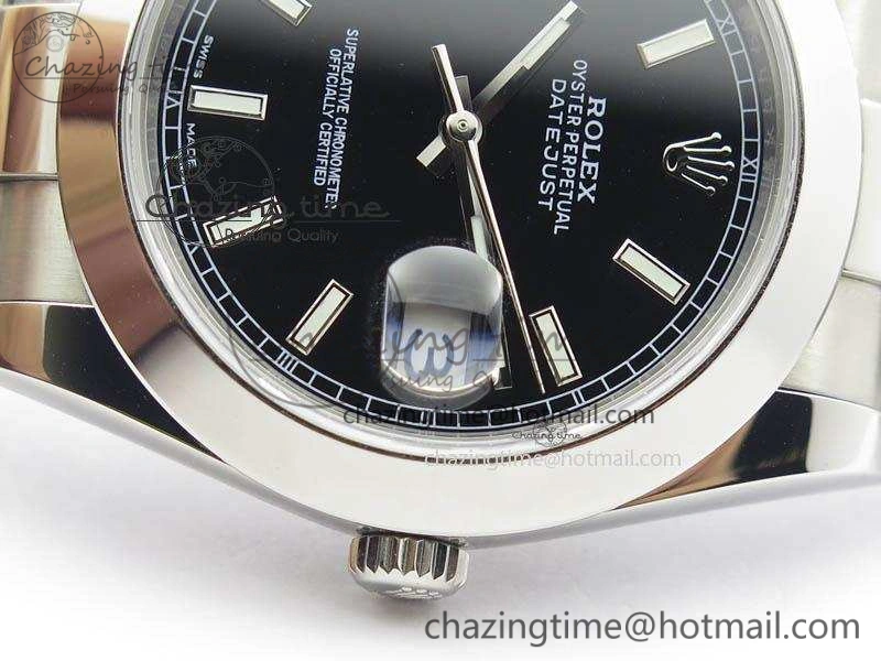 DateJust 41mm 126300 SS Noob 1:1 Best Edition Black Dial Stick Markers On SS Bracelet A3235