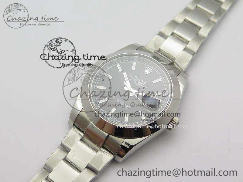 DateJust 41mm 126300 SS Noob 1:1 Best Edition Black Dial Stick Markers On SS Bracelet A3235