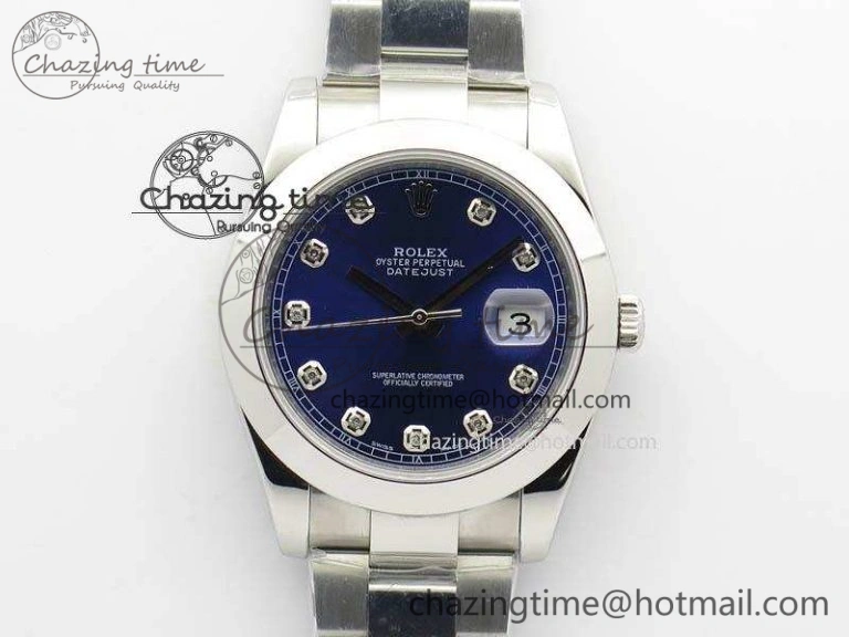 DateJust 41mm 126300 SS Noob 1:1 Best Edition Blue Dial Diam Markers On SS Bracelet A3235