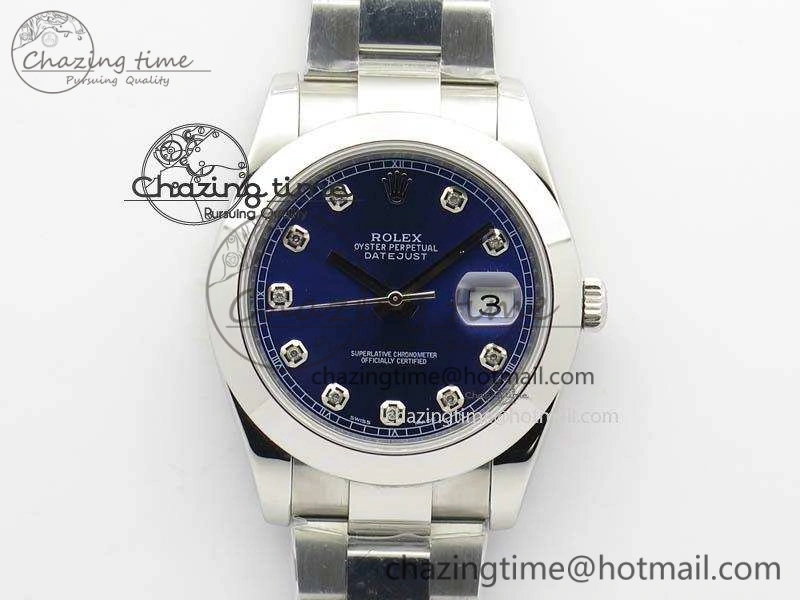 DateJust 41mm 126300 SS Noob 1:1 Best Edition Blue Dial Diam Markers On SS Bracelet A3235