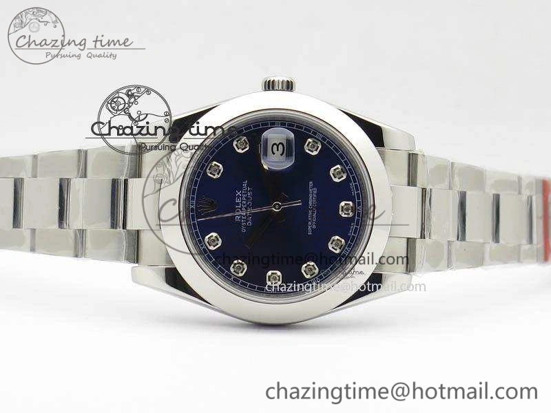 DateJust 41mm 126300 SS Noob 1:1 Best Edition Blue Dial Diam Markers On SS Bracelet A3235
