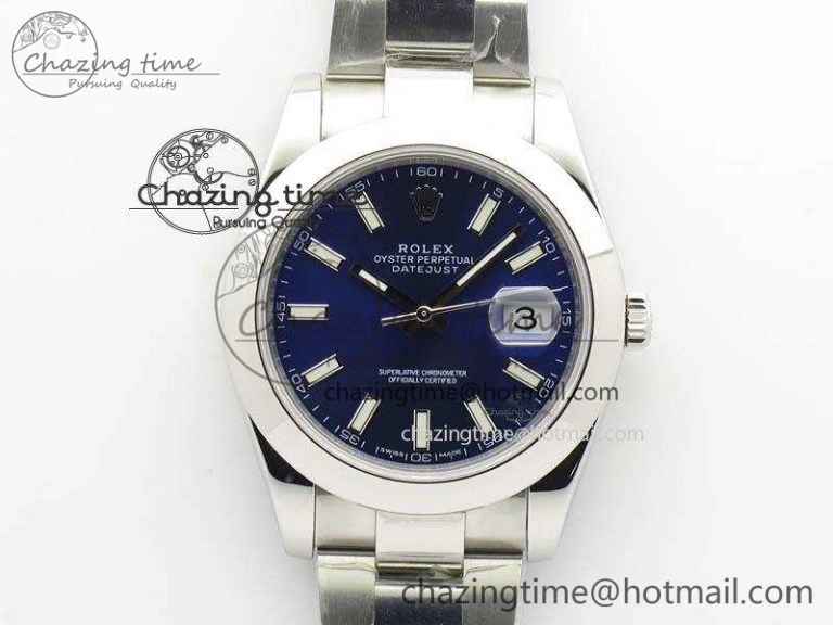 DateJust 41mm 126300 SS Noob 1:1 Best Edition Blue Dial Stick Markers On SS Bracelet A3235