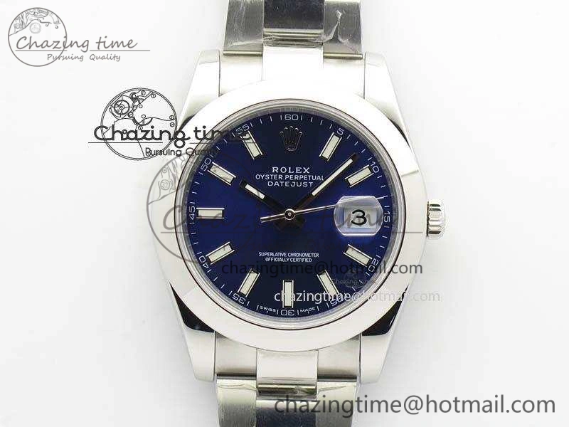 DateJust 41mm 126300 SS Noob 1:1 Best Edition Blue Dial Stick Markers On SS Bracelet A3235