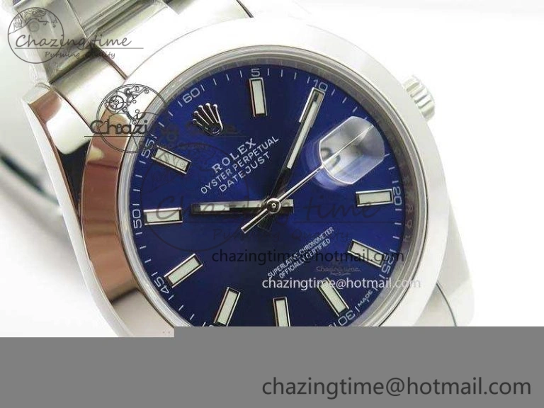 DateJust 41mm 126300 SS Noob 1:1 Best Edition Blue Dial Stick Markers On SS Bracelet A3235