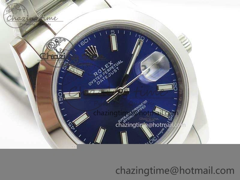 DateJust 41mm 126300 SS Noob 1:1 Best Edition Blue Dial Stick Markers On SS Bracelet A3235
