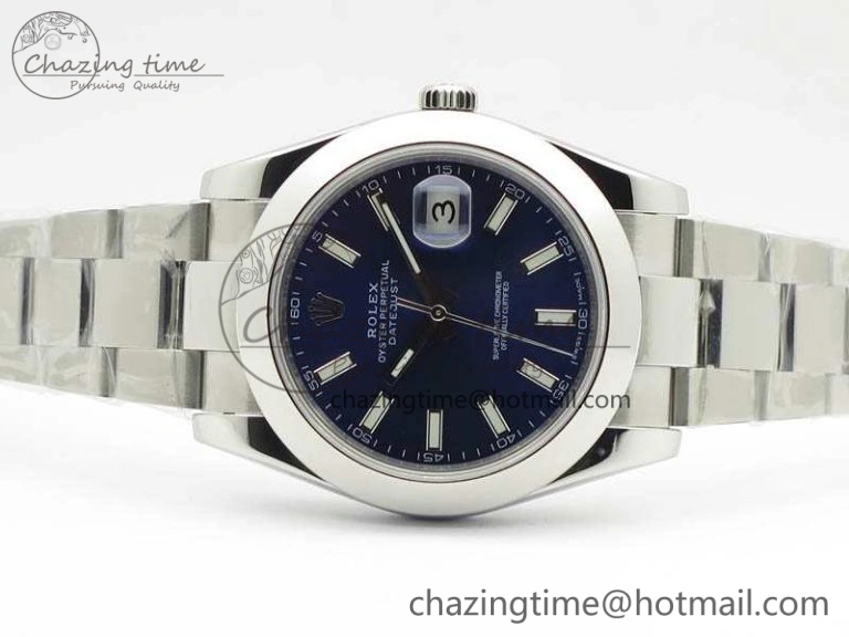 DateJust 41mm 126300 SS Noob 1:1 Best Edition Blue Dial Stick Markers On SS Bracelet A3235