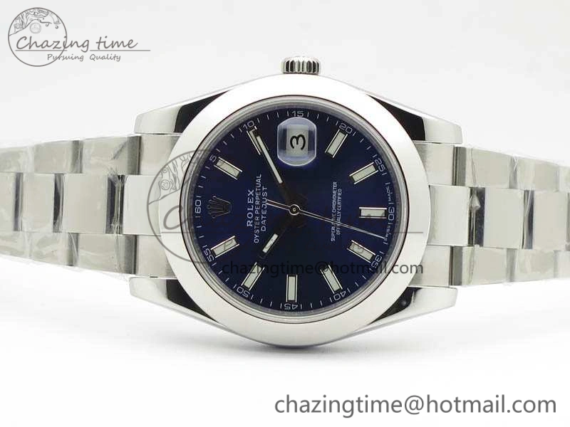 DateJust 41mm 126300 SS Noob 1:1 Best Edition Blue Dial Stick Markers On SS Bracelet A3235
