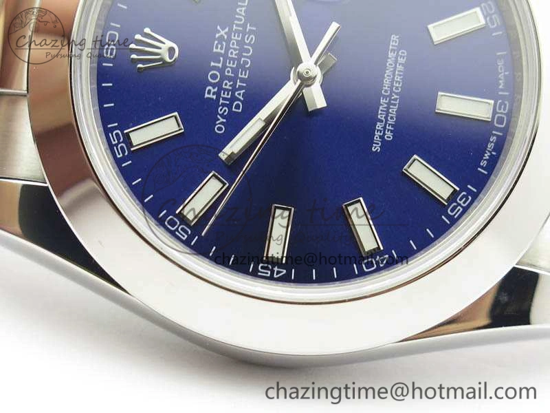 DateJust 41mm 126300 SS Noob 1:1 Best Edition Blue Dial Stick Markers On SS Bracelet A3235