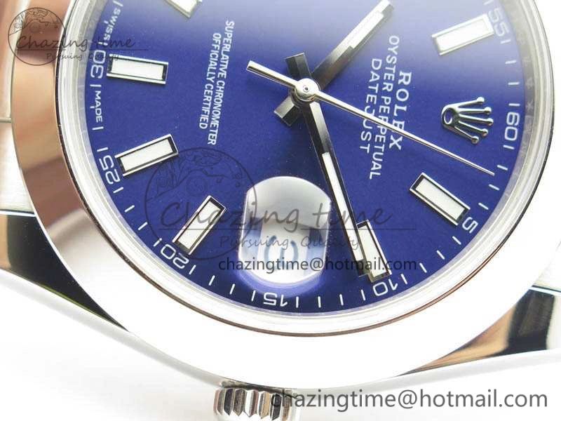 DateJust 41mm 126300 SS Noob 1:1 Best Edition Blue Dial Stick Markers On SS Bracelet A3235