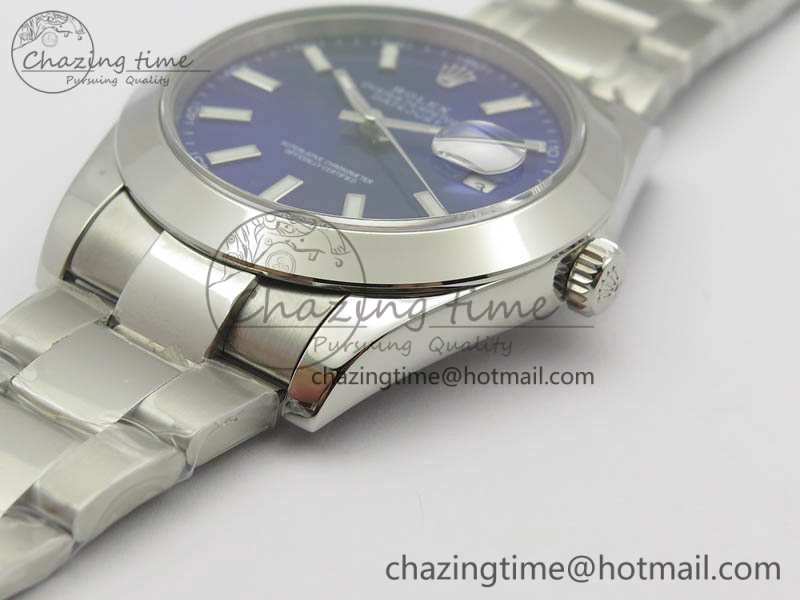 DateJust 41mm 126300 SS Noob 1:1 Best Edition Blue Dial Stick Markers On SS Bracelet A3235