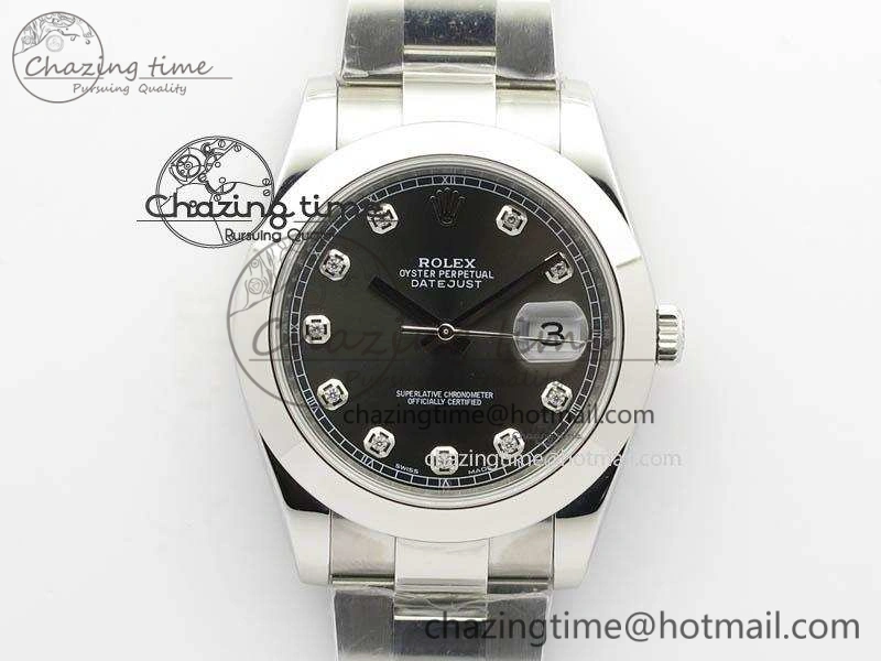 DateJust 41mm 126300 SS Noob 1:1 Best Edition Gray Dial Diam Markers On SS Bracelet A3235