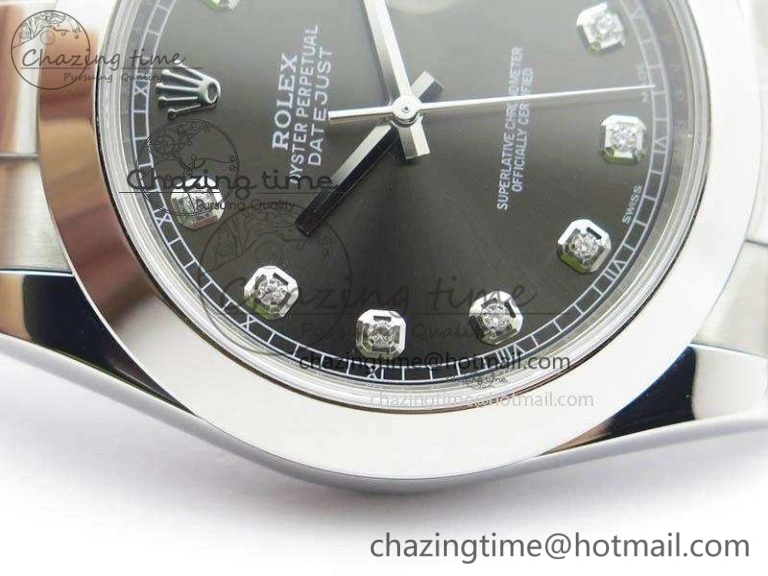 DateJust 41mm 126300 SS Noob 1:1 Best Edition Gray Dial Diam Markers On SS Bracelet A3235
