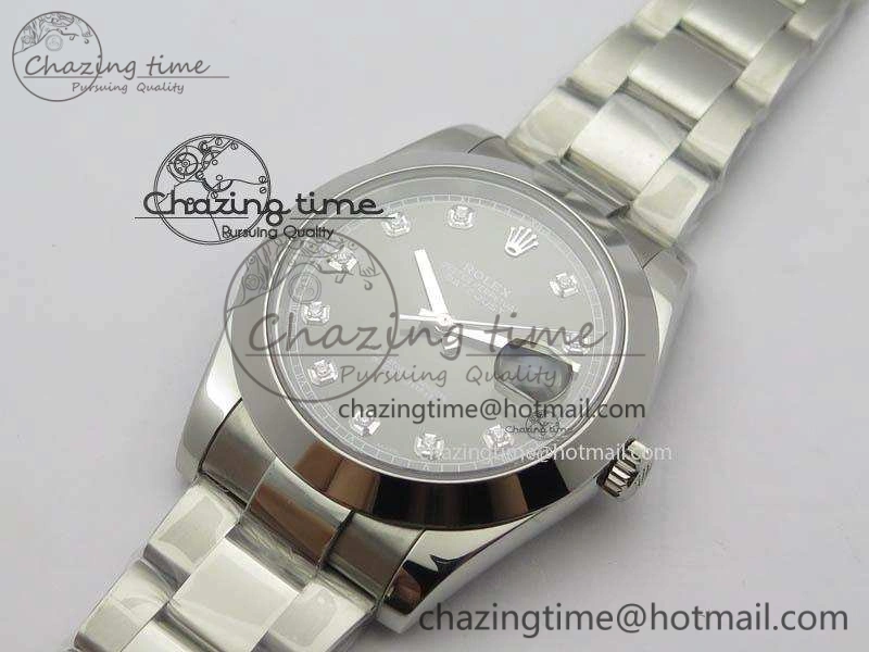 DateJust 41mm 126300 SS Noob 1:1 Best Edition Gray Dial Diam Markers On SS Bracelet A3235