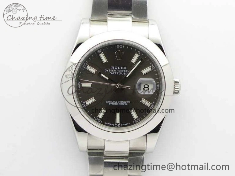 DateJust 41mm 126300 SS Noob 1:1 Best Edition Gray Dial Stick Markers On SS Bracelet A3235