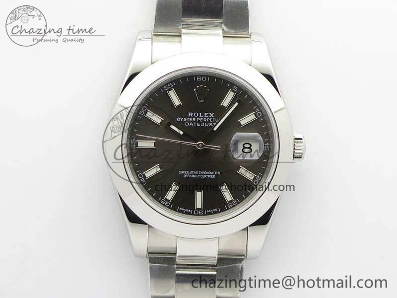 DateJust 41mm 126300 SS Noob 1:1 Best Edition Gray Dial Stick Markers On SS Bracelet A3235